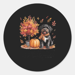 Black Labradoodle It’s Fall Y’all Pumpkin Autumn Classic Round Sticker