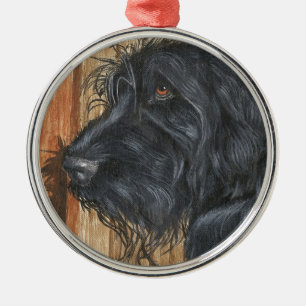 Black Labradoodle Metal Tree Decoration