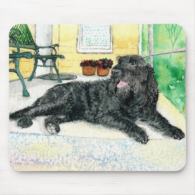 Black Labradoodle Mouse Mat (Front)