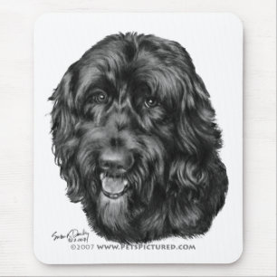Black Labradoodle Mouse Mat