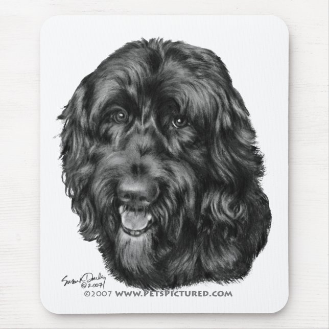 Black Labradoodle Mouse Mat (Front)