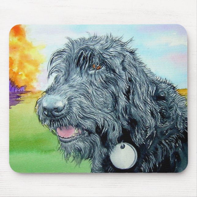 Black Labradoodle Ralph Mousepad (Front)