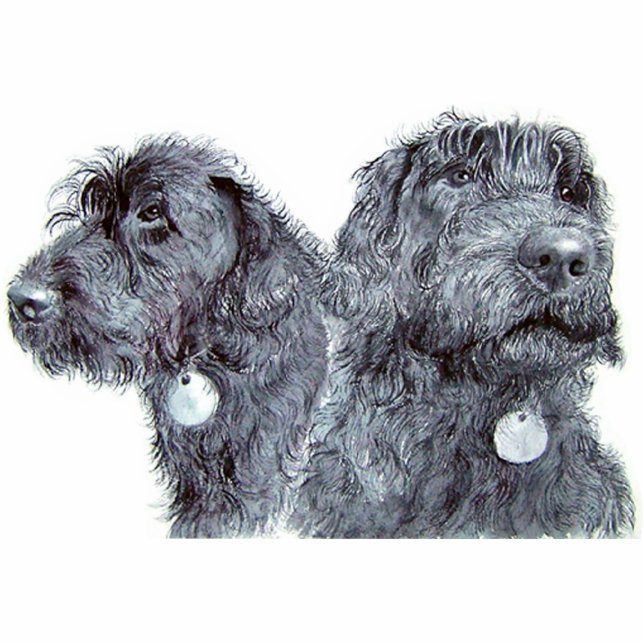 Black Labradoodles Sculpture Standing Photo Sculpture (Front)