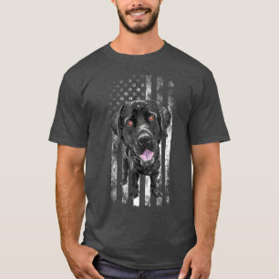 Black Labrador American Flag Patriotic Dog Dad Mum T-Shirt