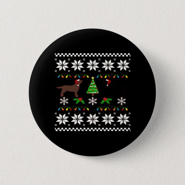 Black Labrador and Chocolate Labrador Happy Christ 6 Cm Round Badge (Front)