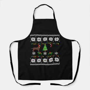 Black Labrador and Chocolate Labrador Happy Christ Apron