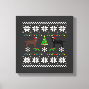Black Labrador and Chocolate Labrador Happy Christ Canvas Print
