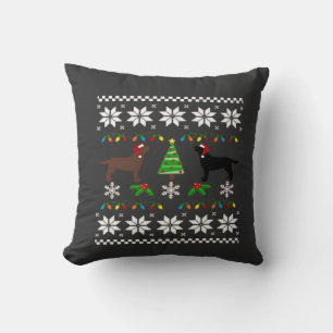 Black Labrador and Chocolate Labrador Happy Christ Cushion
