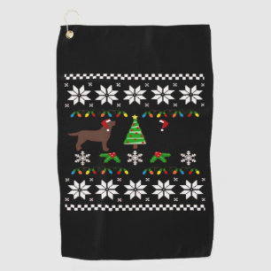 Black Labrador and Chocolate Labrador Happy Christ Golf Towel