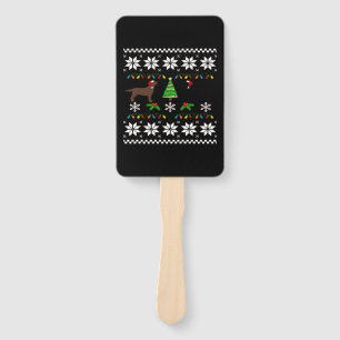 Black Labrador and Chocolate Labrador Happy Christ Hand Fan