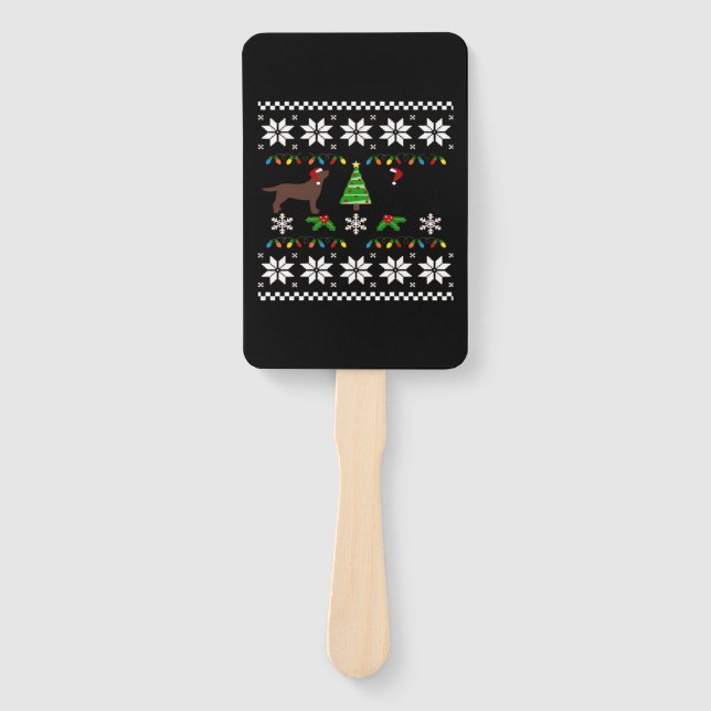 Black Labrador and Chocolate Labrador Happy Christ Hand Fan (Front)