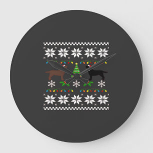 Black Labrador and Chocolate Labrador Happy Christ Large Clock