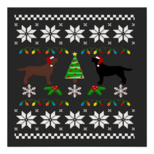 Black Labrador and Chocolate Labrador Happy Christ Poster