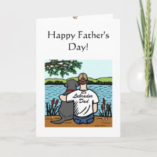 Black Labrador and Dad 2 Card