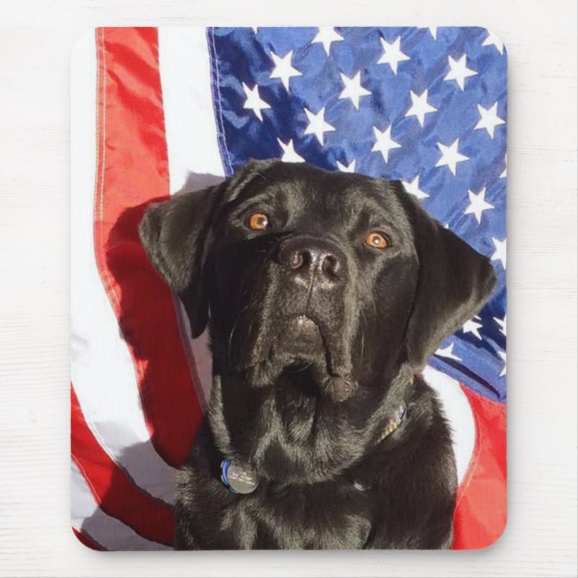 Black Labrador and Flag mousepad (Front)