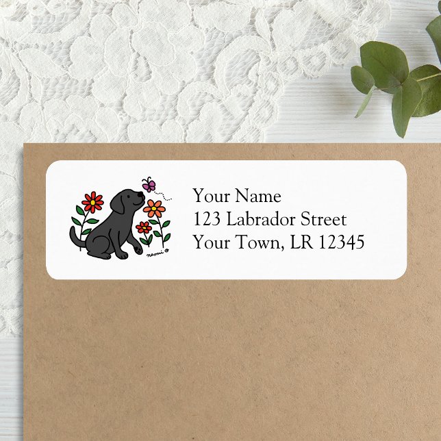 Black Labrador and Green Return Address (Black Labrador and Green Return Address Labels for Labrador Owners.  Cute Lab cartoon Design.)