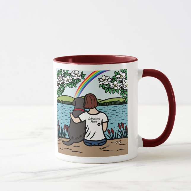 Black Labrador and Mum Brown Rainbow Bridge 2 Mug (Right)