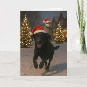 Black Labrador and Partridge Christmas card