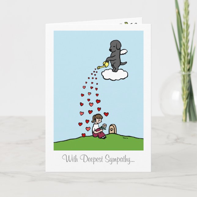 Black Labrador Angel with Love Card (Front)