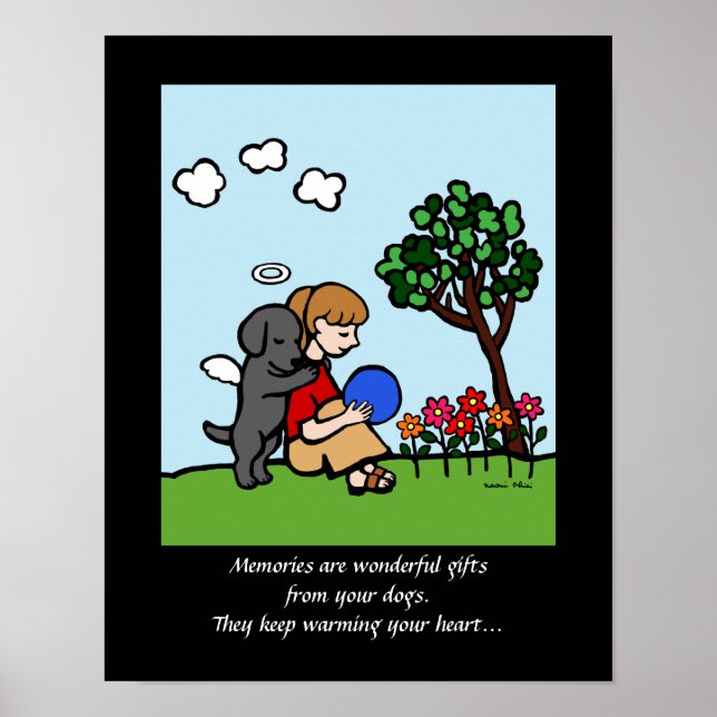 Black Labrador Angel with Love Cartoon 2 Poster (Front)
