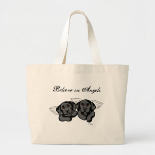 Black Labrador Angels (Rainbow Bridge) Large Tote Bag