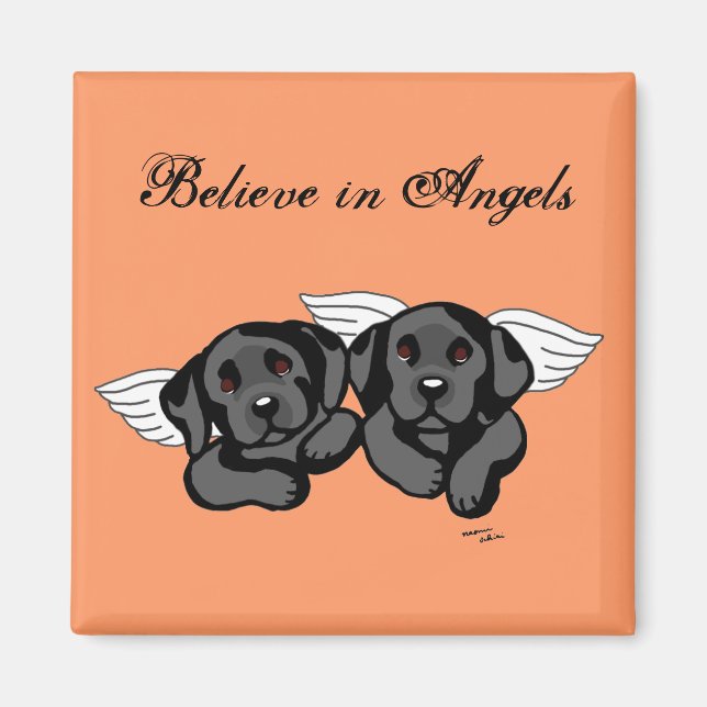 Black Labrador Angels (Rainbow Bridge) Magnet (Front)