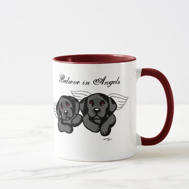 Black Labrador Angels (Rainbow Bridge) Mug (Right)
