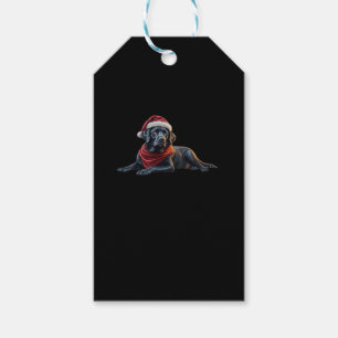 Black Labrador at Christmas in Santa Hat and Scarf Gift Tags