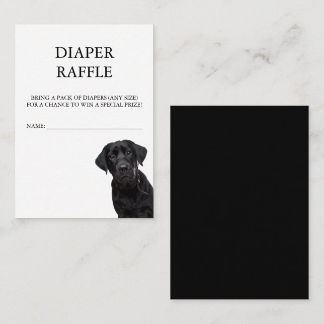 Black Labrador Baby Shower Diaper Raffle Minimal Enclosure Card (Front/Back)