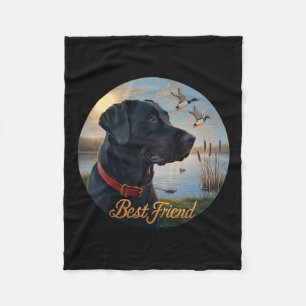 Black Labrador Best Friend. Hunting Waterfowl Duck Fleece Blanket
