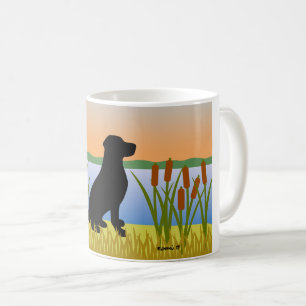 Black Labrador Bird Dog Sunset Coffee Mug