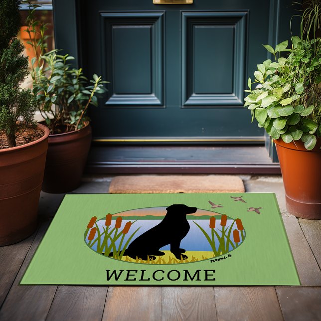 Black Labrador Bird Dog Sunset Oval Doormat (Black Labrador Bird Dog Sunset Oval Doormat for Labrador Owners.  Personalized Gift Idea.)