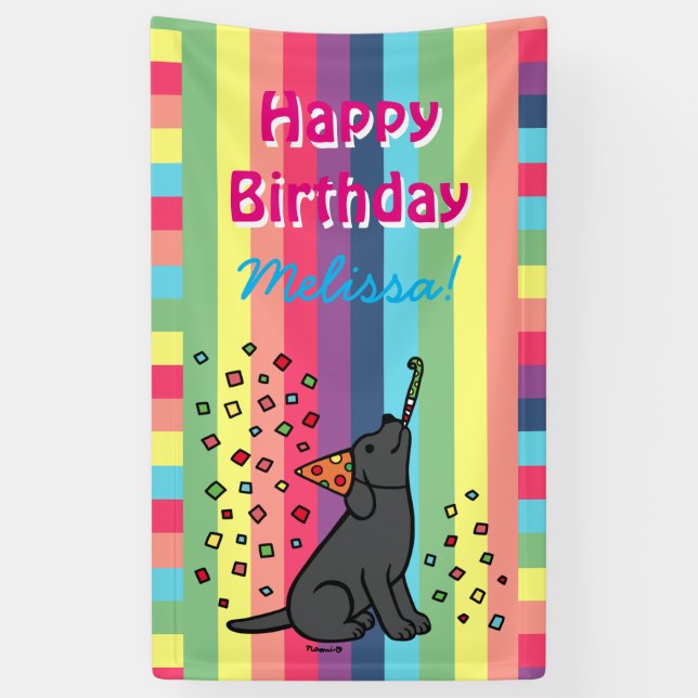 Black Labrador Birthday Party Confetti Banner (Vertical)