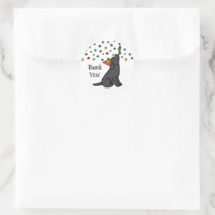 Black Labrador Birthday Party Confetti Classic Round Sticker