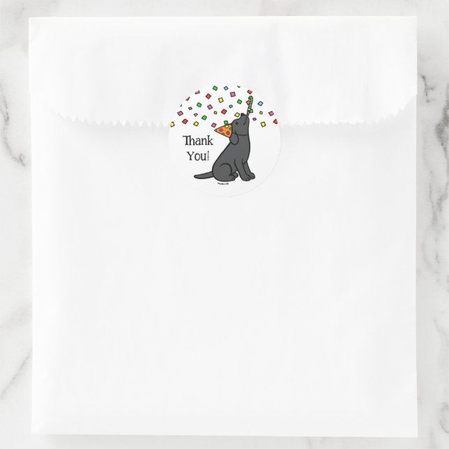 Black Labrador Birthday Party Confetti Classic Round Sticker (Bag)