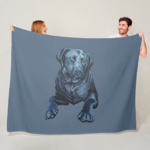 Black Labrador Blanket Dog Art Fleece Blankets