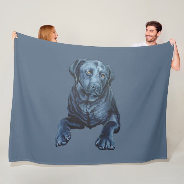 Black Labrador Blanket Dog Art Fleece Blankets (In Situ)