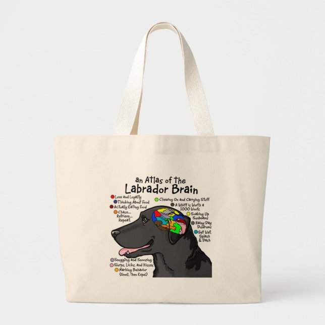 Black Labrador Brain Atlas Large Tote Bag (Front)