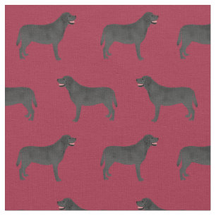 Black Labrador burgundy Fabric