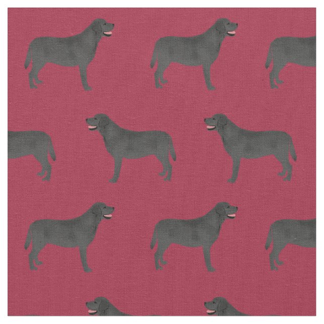 Black Labrador burgundy Fabric (Close Up)
