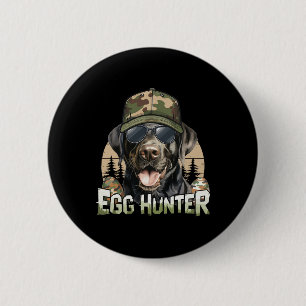 Black Labrador Camo Cap Egg Hunter Vintage Easter 6 Cm Round Badge