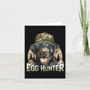 Black Labrador Camo Cap Egg Hunter Vintage Easter  Card