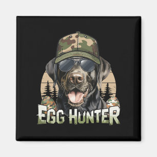 Black Labrador Camo Cap Egg Hunter Vintage Easter  Magnet