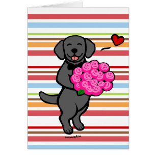 Black Labrador Cartoon Roses