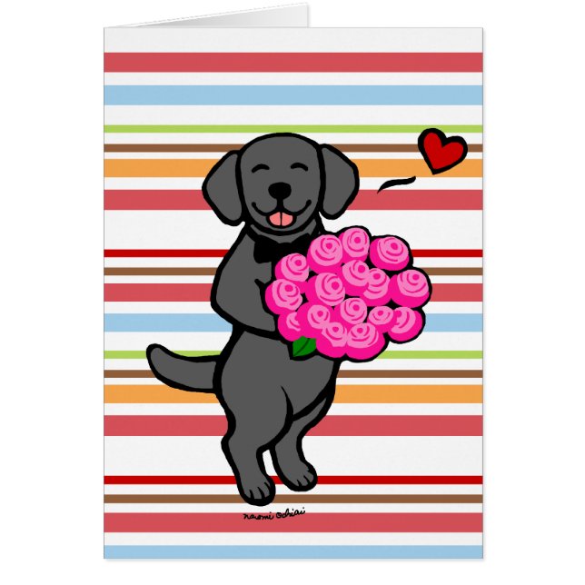 Black Labrador Cartoon Roses (Front)