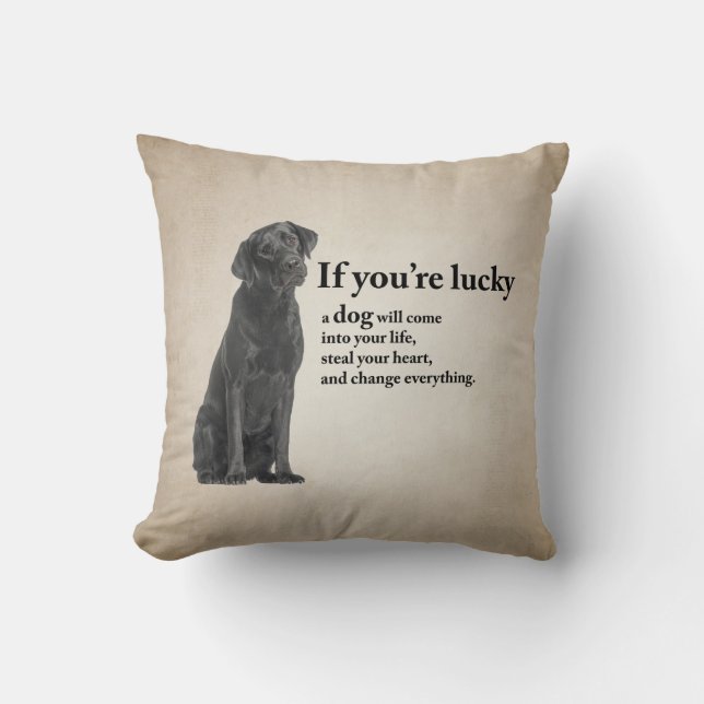 Black Labrador Changes Everything Cushion (Front)