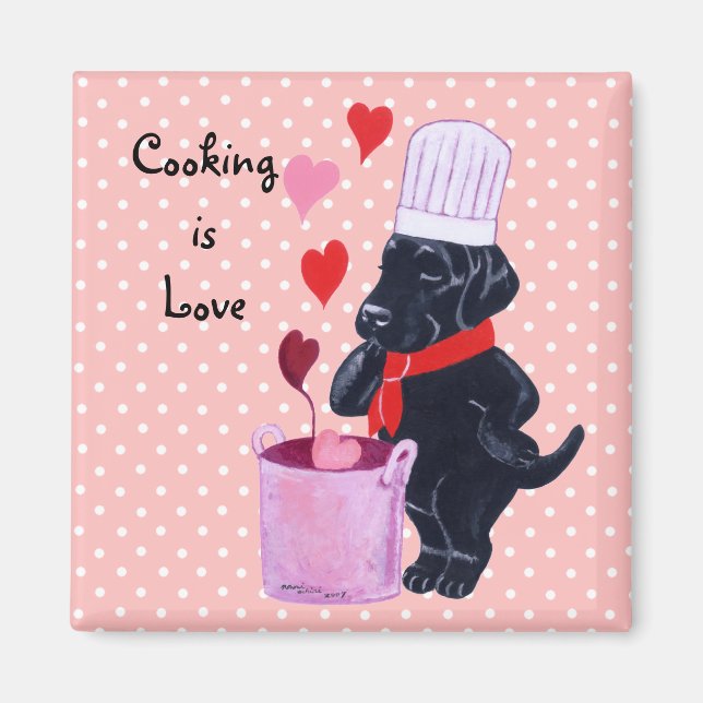 Black Labrador Chef Painting Magnet (Front)