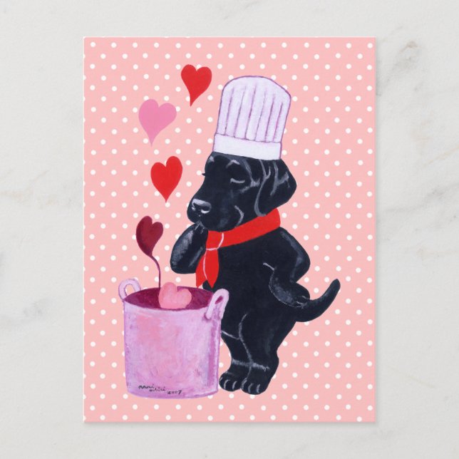 Black Labrador Chef Painting Postcard (Front)