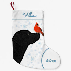 Black Labrador Christmas Cardinal - Cute Lab Dog Small Christmas Stocking