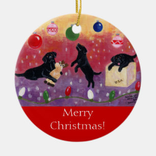 Black Labrador Christmas Ceramic Tree Decoration